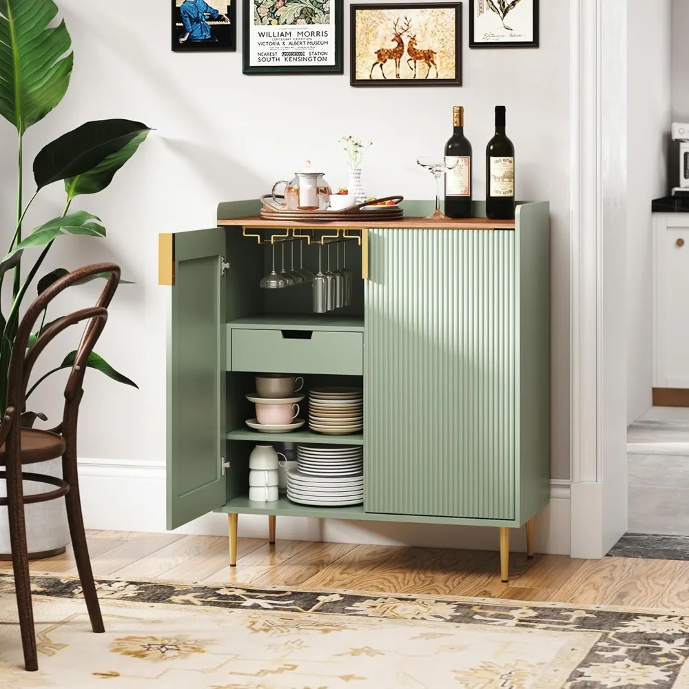 Armadietto da bar con portabottiglie, armadietto per liquori con struttura scanalata, credenza moderna da buffet per cucina Din