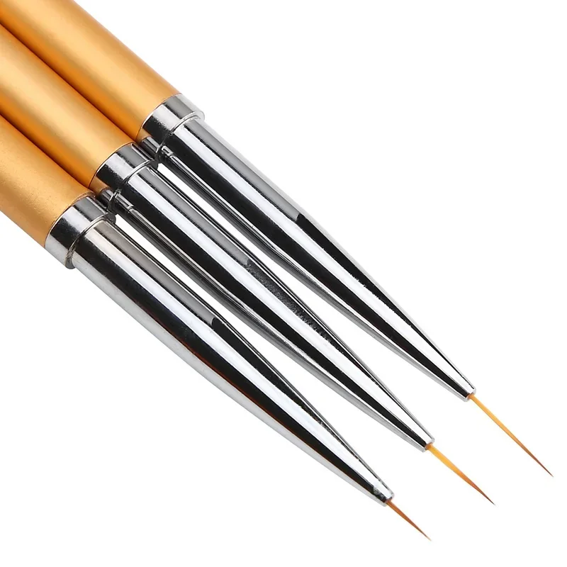 3Pcs Nail art Liner Pinsel Französisch Streifen 3D Tipps Linie Streifen DIY Zeichnung Stift UV Gel Pinsel Malerei maniküre Nagel Werkzeug Sets