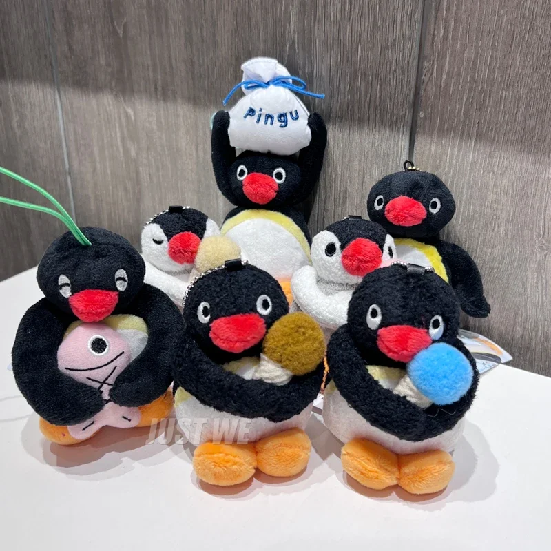 Cute Penguin Family Plush Toys Pingu Cartoon Plushie Dolls Soft Stuffed Animal Soundmaking Doll Pendant Brooch Decor Toys Gifts