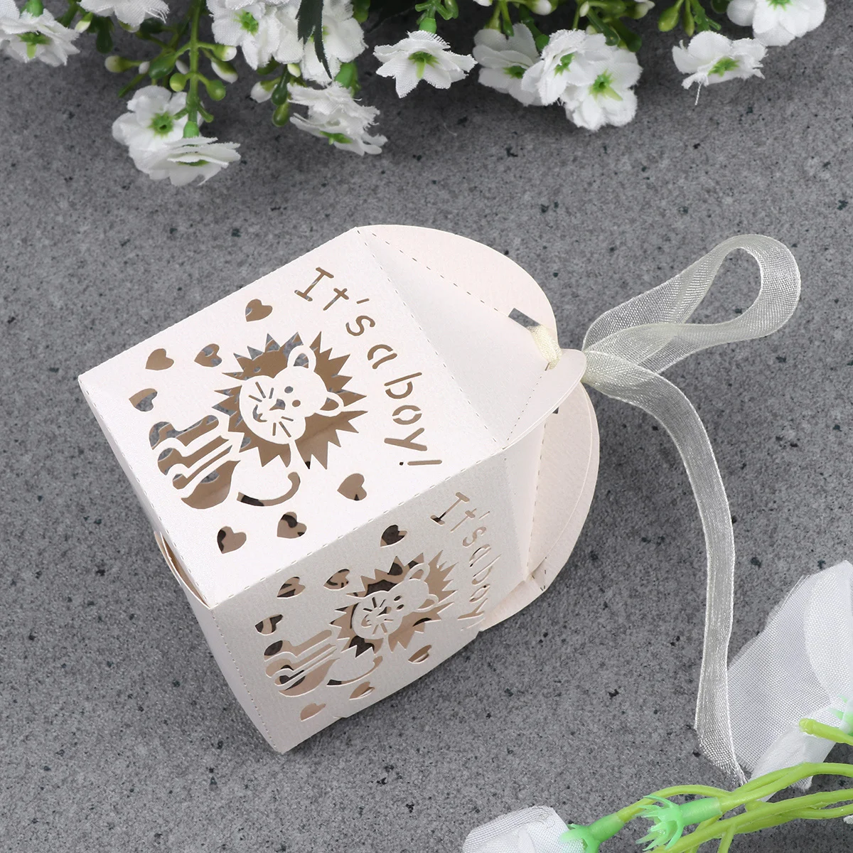 

50 Pcs Paper Gender Reveal Party Favor Gift Bags Wedding Boxes Chocolate+box White