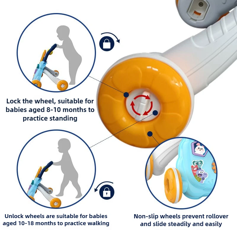 مشاية موسيقية للأطفال مع لعبة لوح فني لأنشطة الأطفال وتعلم ألعاب المشي للطفل بمساعدة المشي من سن 1 إلى 3 سنوات