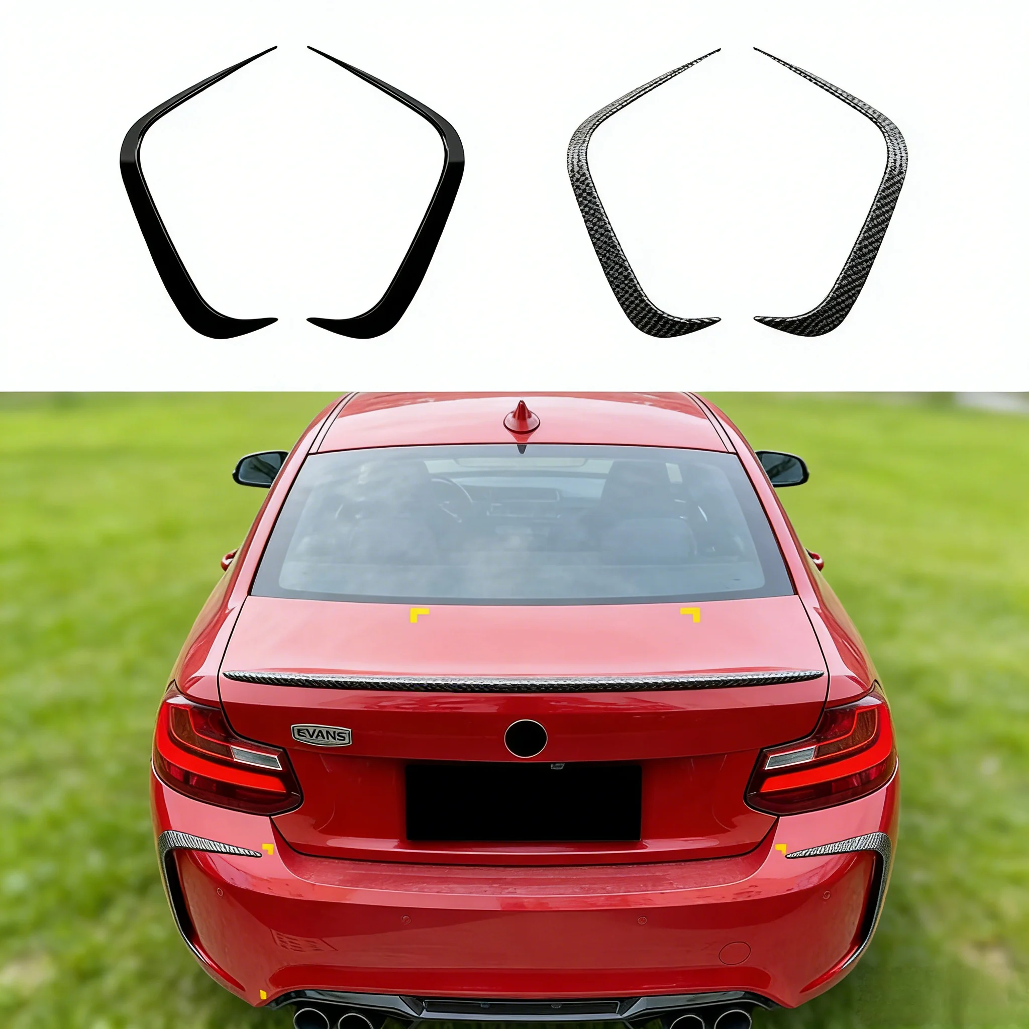 

Для BMW 2 серии M2 F87 2016-2021: задний диффузор-сплиттер в стиле карбон, накладки на задний бампер