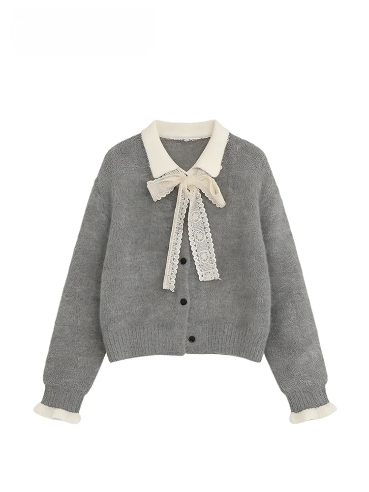 

Cara CLUB плюс размер Ne Long Sve вязаный свитер женский осенне-зимний новый топ с кружевным узлом Sle Fatter Sister