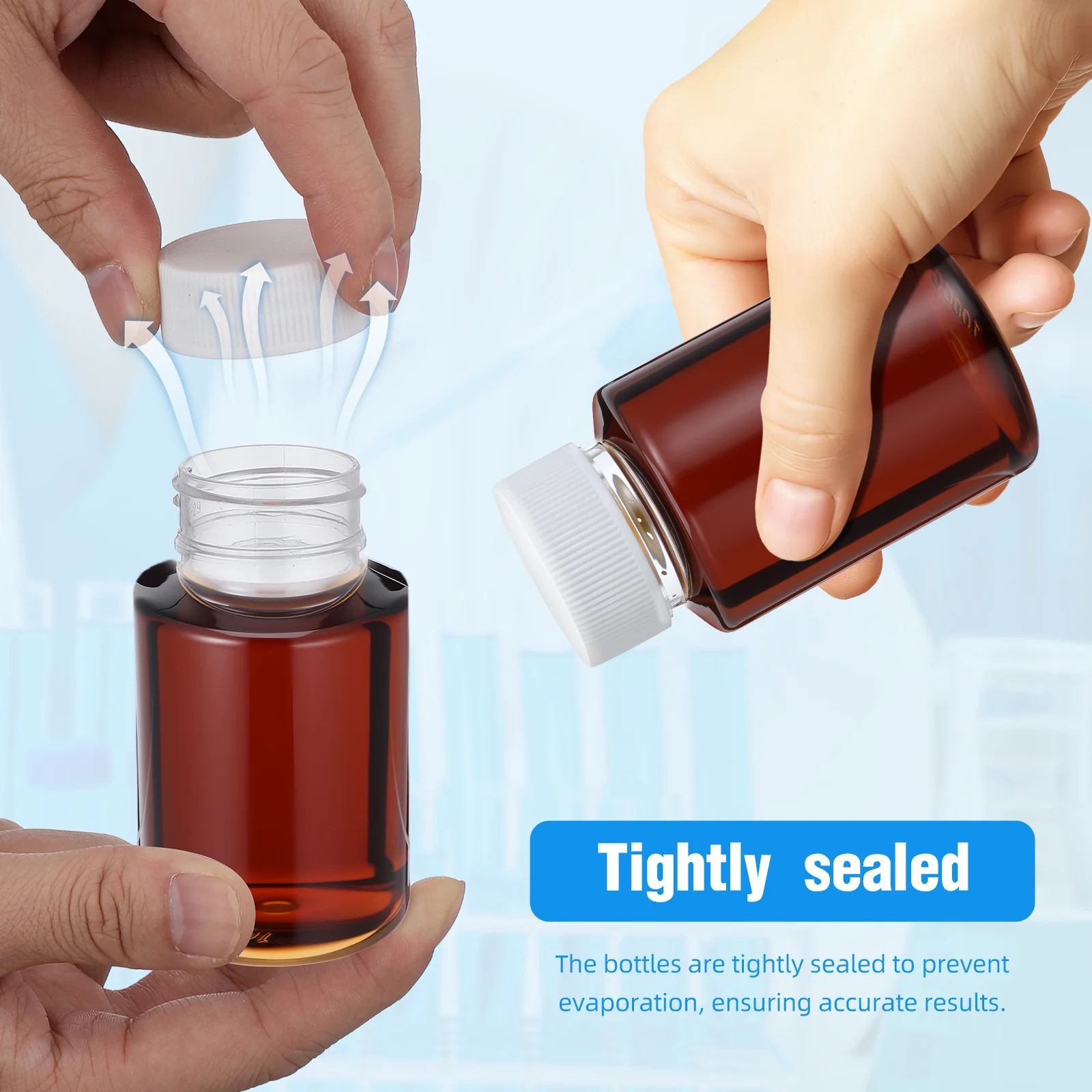 6pcs Oil Sample Bottle 100Ml Transparent Sampling Vials For Lab Storage Reagent Bottles With Caps Empty Chemical Sample Vial