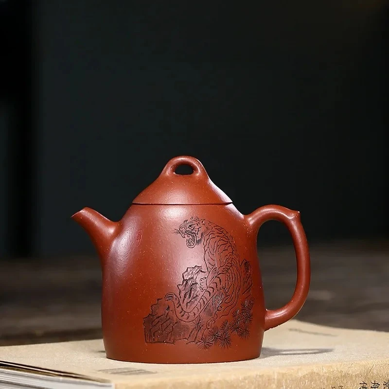 

290 мл антикварные чайники Yixing с фиолетовой глиной, горшок Qin Quan ручной работы, сырая руда Dicaoqing, грязевой чайник, чайный сервиз Zisha, коллекция