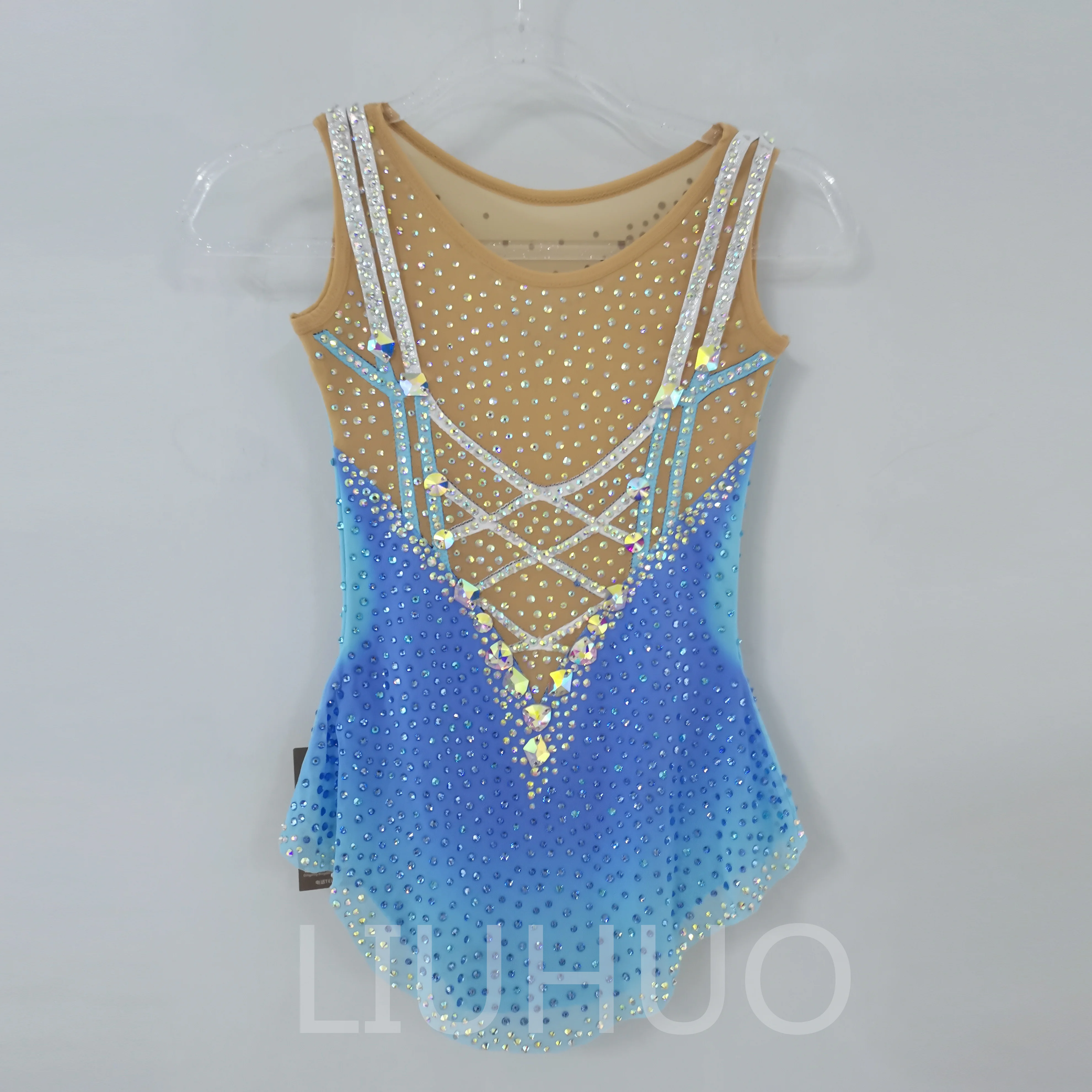 LIUHUO ginnastica ritmica body Cheerleading competitivo ginnastica Performance Dress Blue