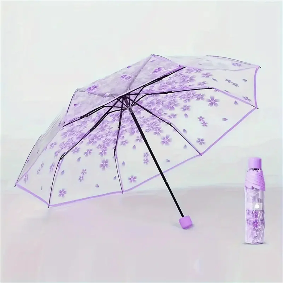 1 Piece of Romantic Cherry Blossom Pattern Pvc Material Transparent Umbrella, Suitable for Street Photography, Daily Work Clothing, Women's Umbrella, Multiple Colors Available image 5