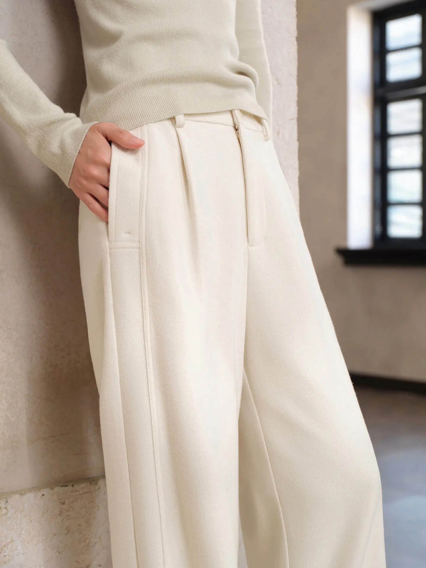 Comfortable High Waist Knit Straight Pants Women Soft Loose Fit Commuter Trousers Chic Casual Spring Wide Leg Long Pants Lady