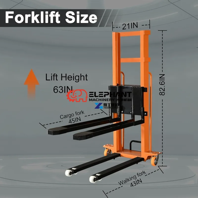Electric Pallet Stacker Electric Forklift Capable of Boarding Trucks Pallet Lift 1300lbs Capacity 63