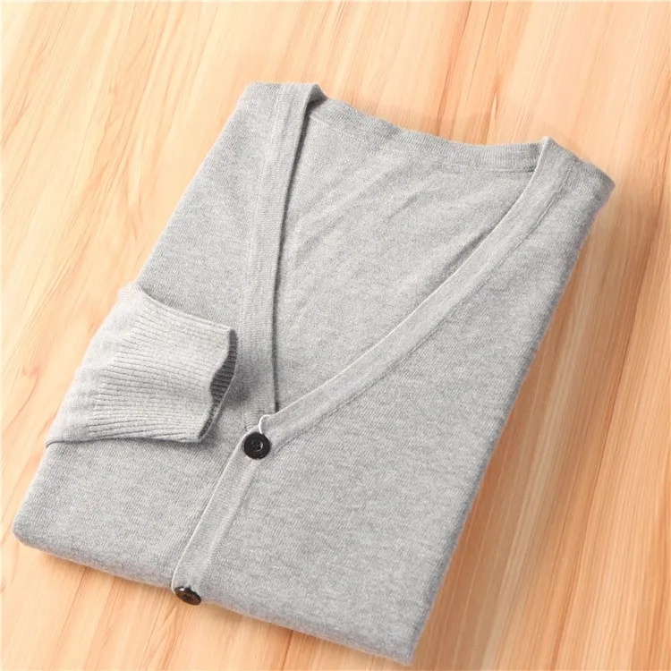 

Small Size Knitted Cardigan Elastic Sle Men's Sweater Spring Autumn Casual Wear V-Ne Long Sve Regular Fit Mid-Aged Men