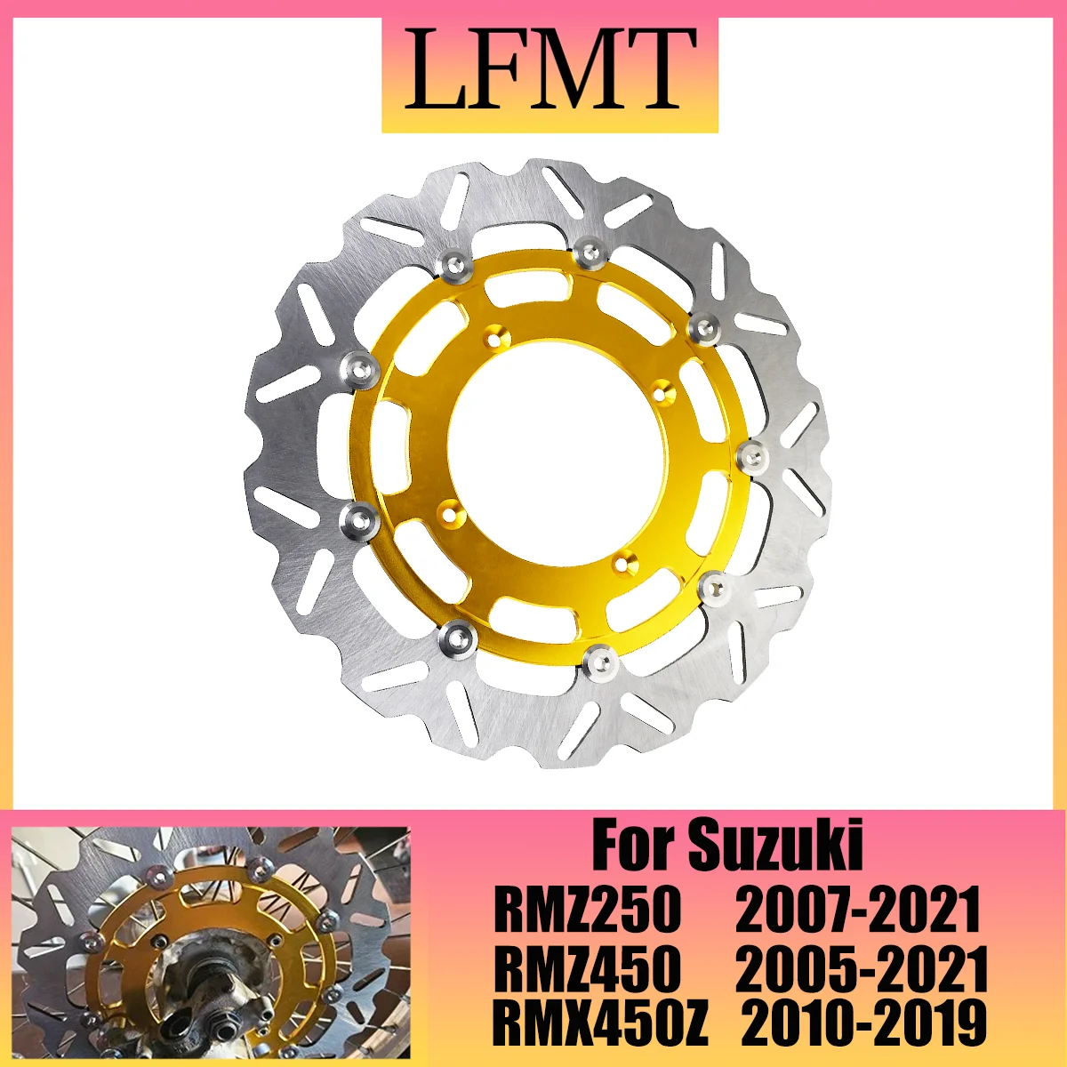 Motorcycle Aluminum 320MM Front Floating Brake Disc Rotor Adaptor For SUZUKI RMZ250 2007-2021 RMX450Z 2010-2019 RMZ450 2005-2021