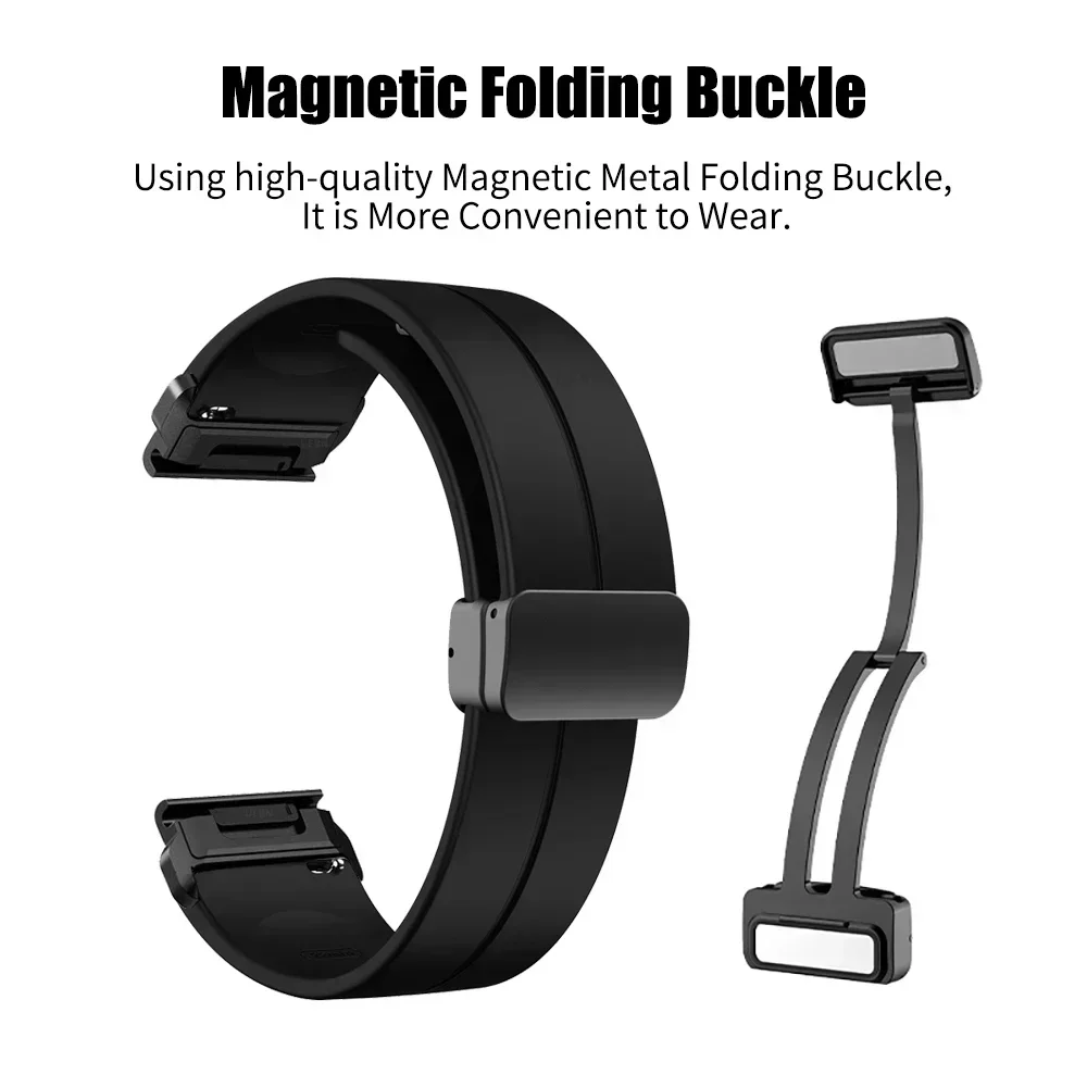 26 22 20mm Magnetic Buckle Strap For Garmin Fenix 7 7X 6X Pro 5Plus 6S 7S 3 3HR Forerunner 965 945 Silicone Bracelet Watchband