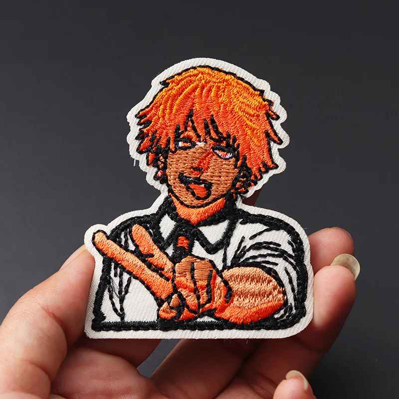 Anime Chainsaw Man size: 11.3x9.3cm Iron On Patch Embroidered Applique Sewing Clothes Stickers Garment Apparel Accessories Badge