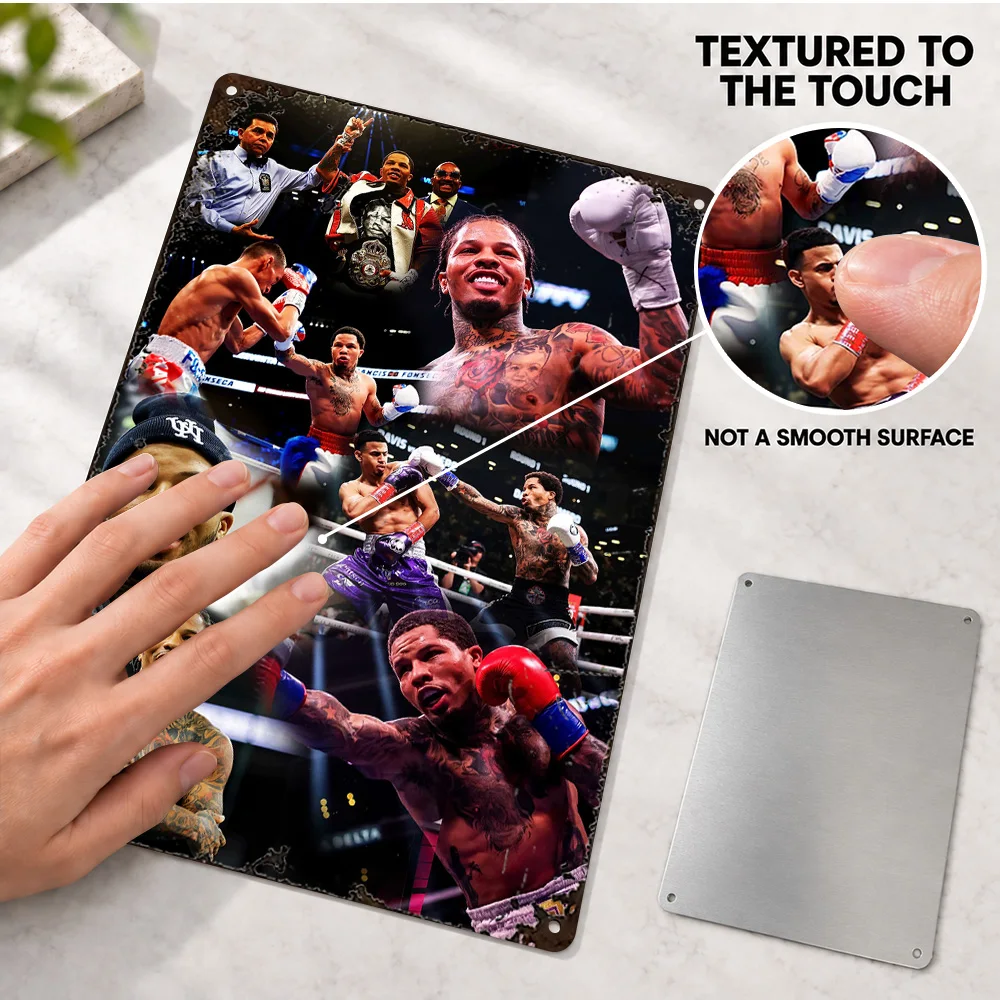 Gervonta Davis Boxing Printed Poster Customized Aluminum Metal Sign Sports Photo Collage Wall Art For Game Room Fight Fan Gift