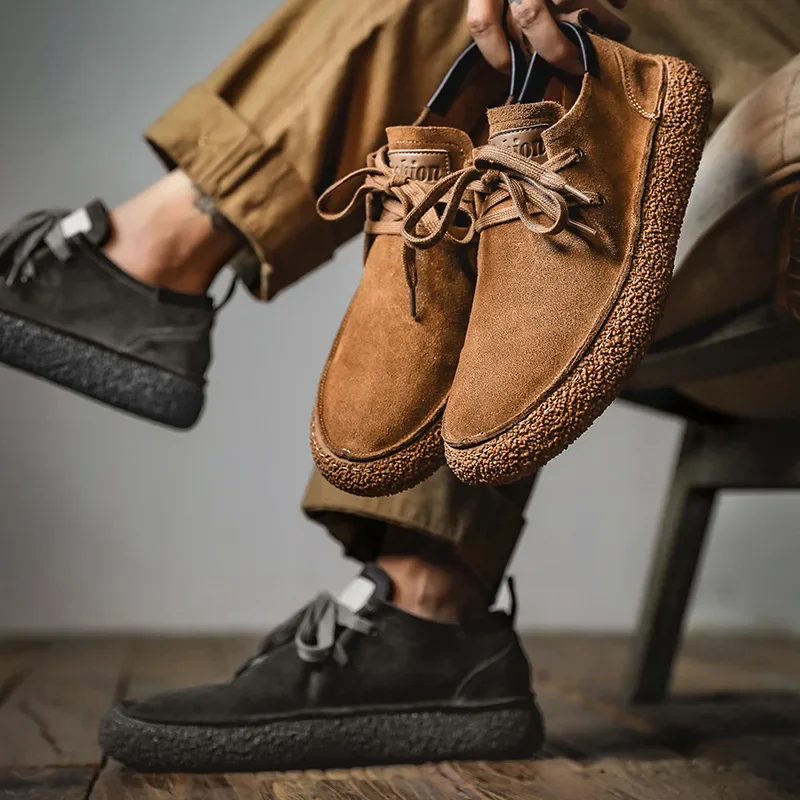 Men Casual Shoes lace up Handmade Comfortable Men Shoes Quality cow suede Leather Flat Moccasins Men Sneakers Adulto Shoes men