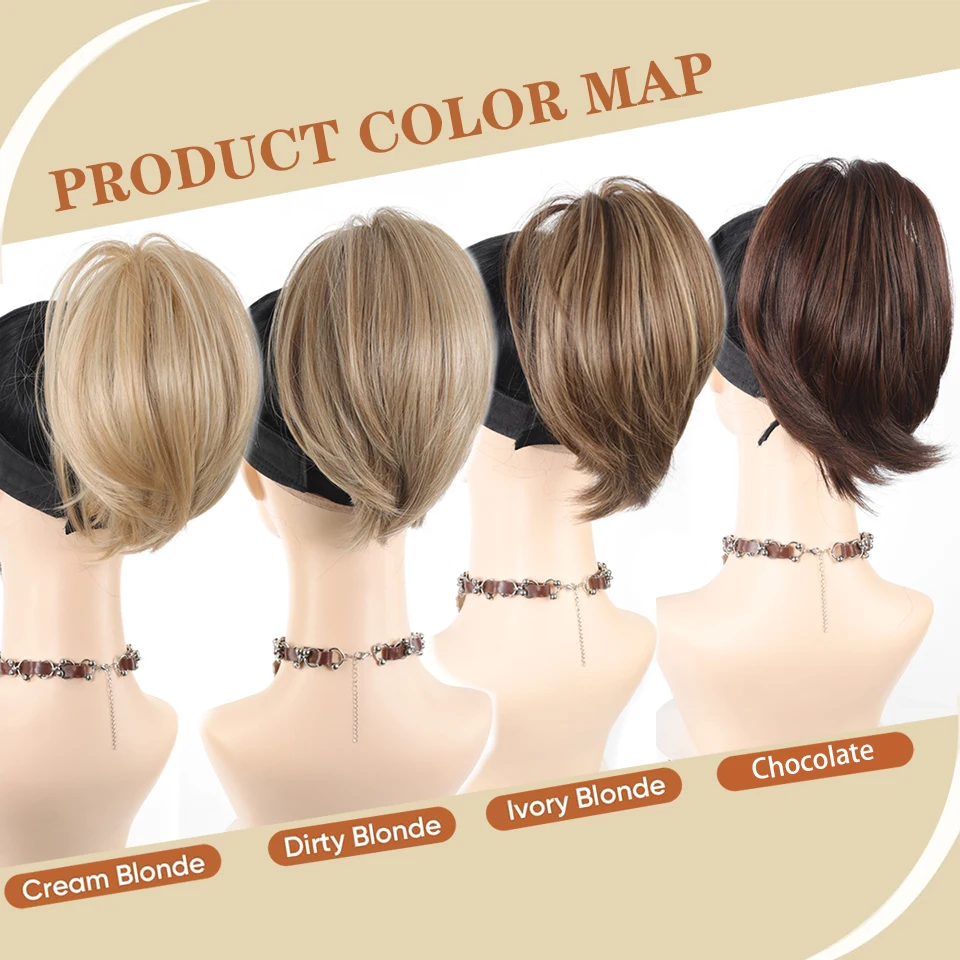 합성 클로 클립 포니테일 헤어 익스텐션, 엉킨 짧은 스트레이트 포니테일, 금발 갈색, 열에 강한 포니테일 가발