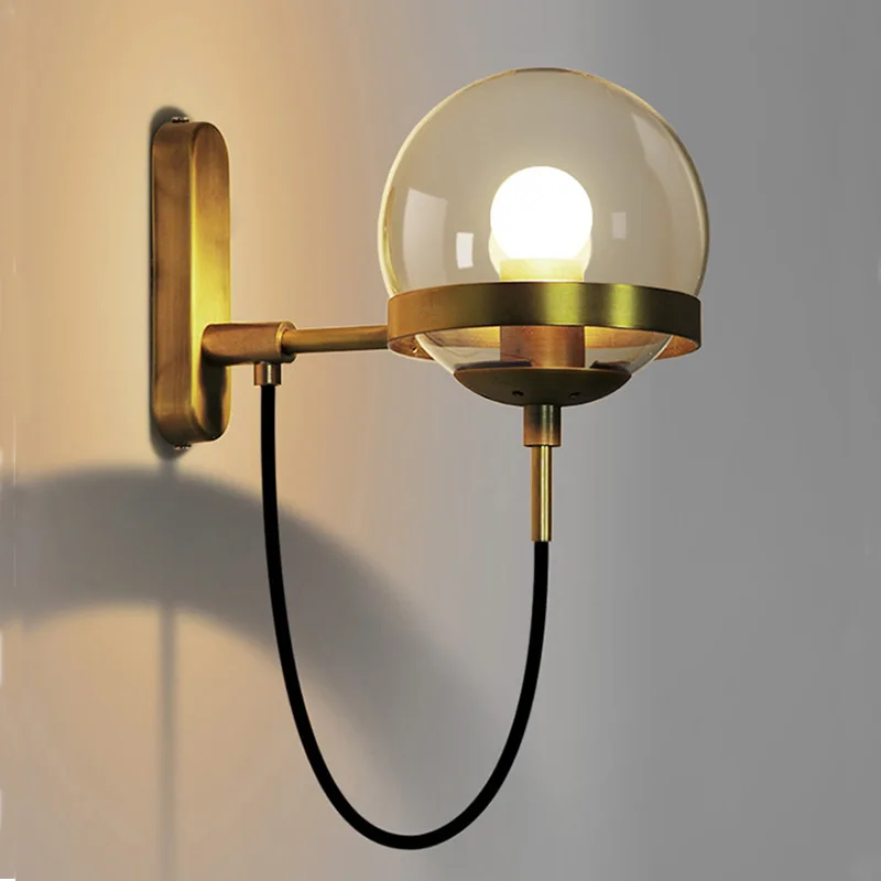 

Modern Glass Ball Wall Lamp For Living Room Bedroom Loft Nordic Bedside Wall Light Industrial Bathroom Fixtures E27 Mirror Light