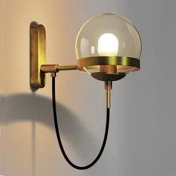 Modern Glass Ball Wall Lamp For Living Room Bedroom Loft Nordic Bedside Wall Light Industrial Bathroom Fixtures E27 Mirror Light