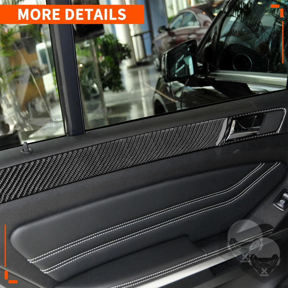 For M Class W164 2005-2011 Car Interior Doors Handle Panel Frame Real Carbon Fiber Sticker Trim Strips Cover Accessories