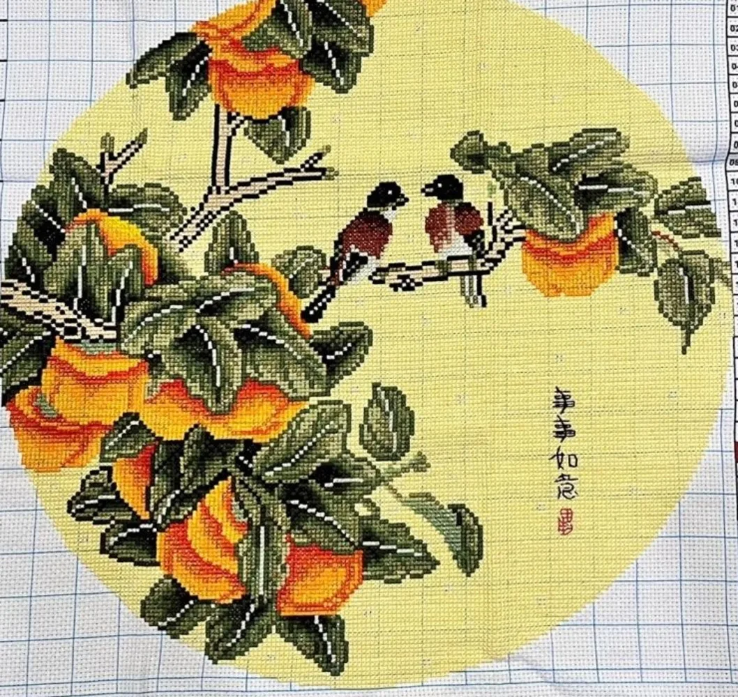 

Handmade cross stitch, everything goes smoothly. Round large grid full embroidery, living room, study, free shipping, 58 * 58cm