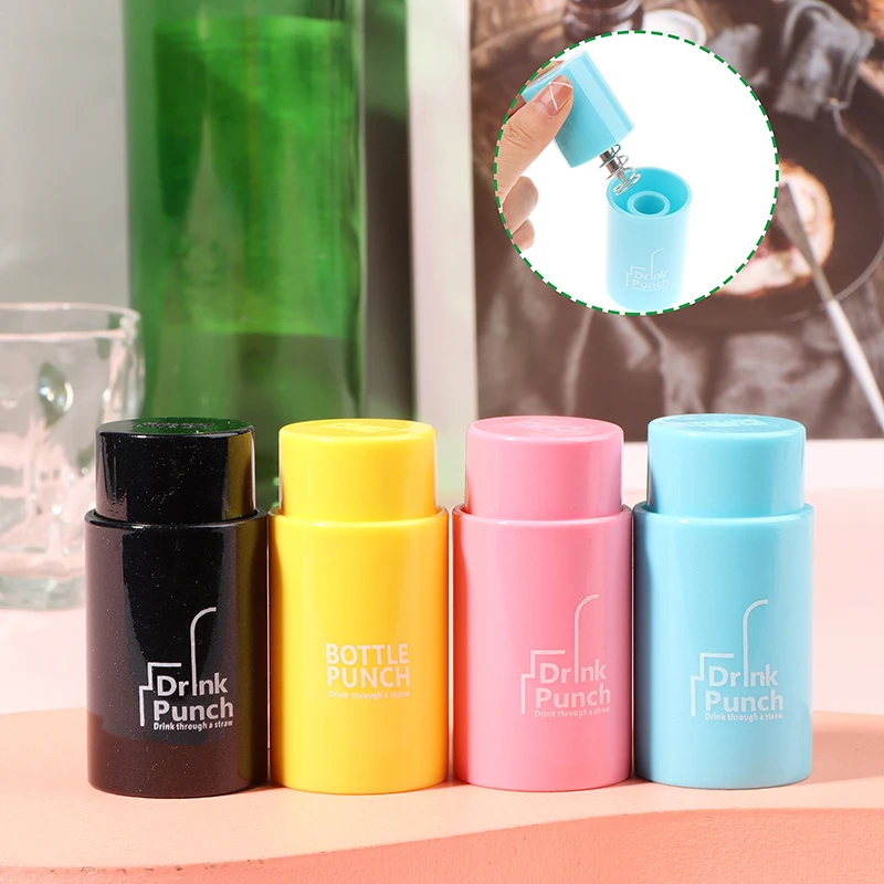 Water Bottle Cap Hole Maker Drink Through A Straw Drink Punch Juice Beverage Lid Straws