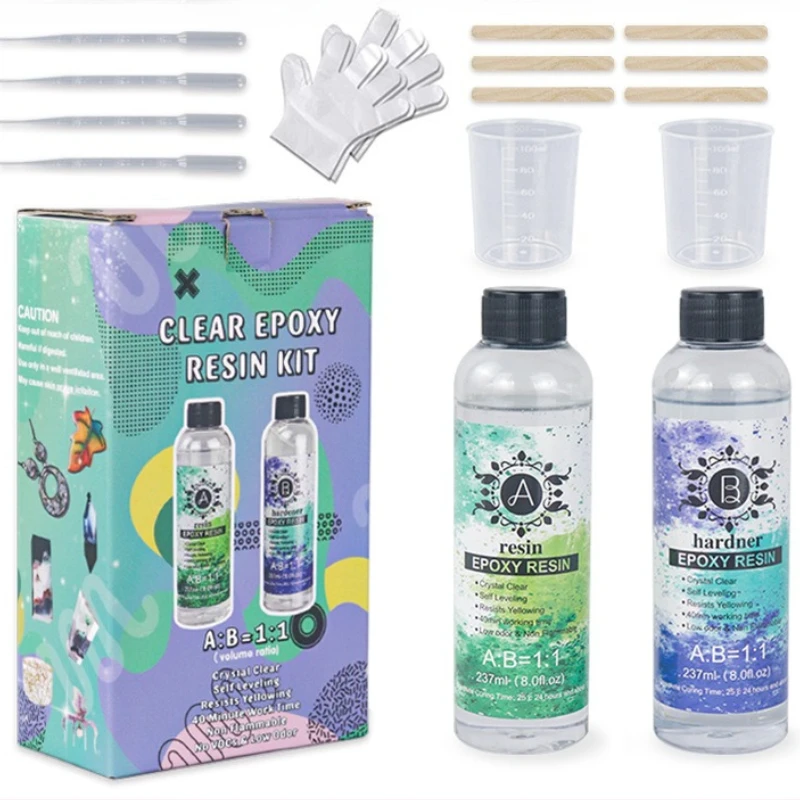 

1:1 Crystal Clear Epoxy Resin Kit High Gloss & Bubbles Free Art Resin Supplies for Coating and Casting Craft DIY Jewelry Making