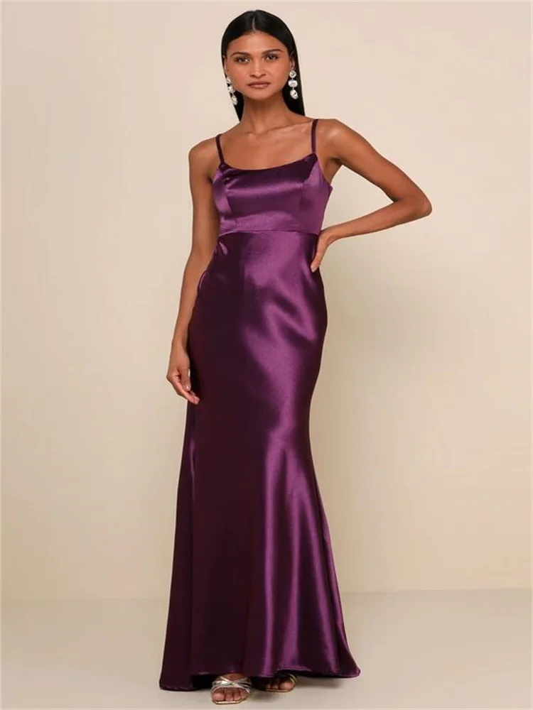 

Deep Purple Satin Mermaid Maxi Dress Mermaid Wear Formal Prom Dresses فساتين سهرة سعودي 2024