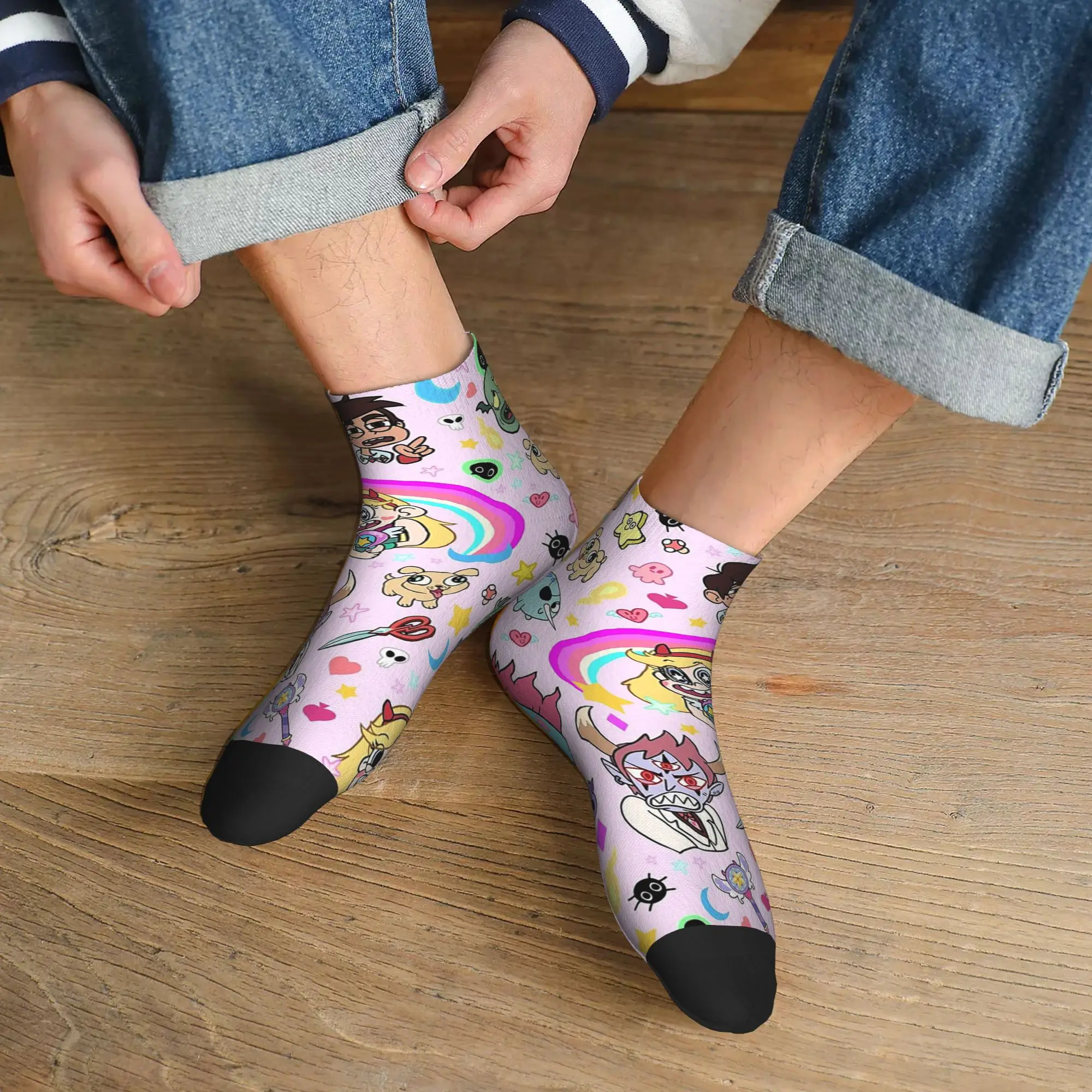 All Seasons Star VS The Forces Of Evil! Blanket Socks Harajuku Super Soft Crew Socks Fashion Stockings for Men Women Gifts