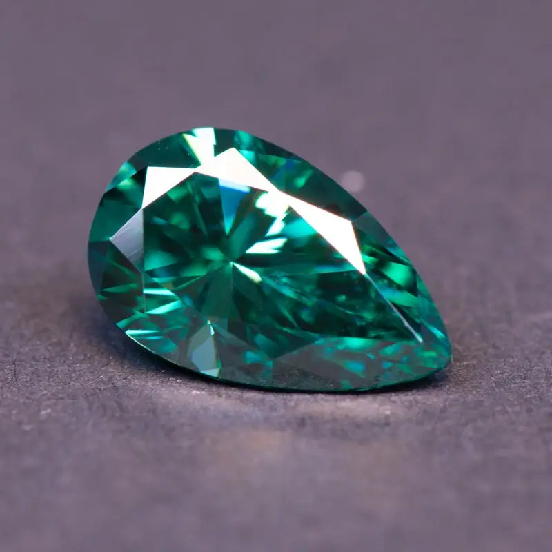 Moissanite Srone Pear Cut Natural Color Emerald Green for Jewel Making DIY Ring Earrings Main Materials with Certificate