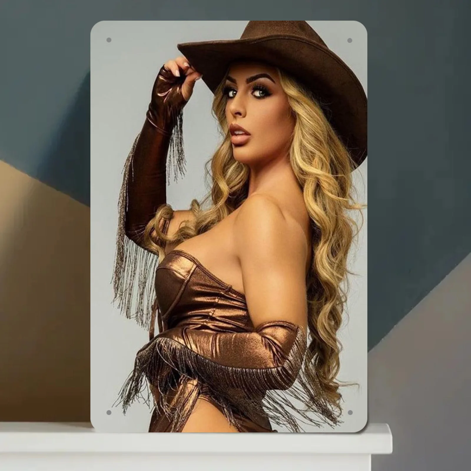 لافتة معدنية جدارية لراعية البقر الغربية العتيقة - ديكور منزلي للمزرعة الرجعية، علامة حديد معدنية متينة، مقهى مكتب جراج كهف رجل