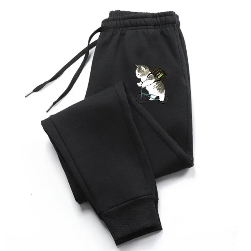

2025 Autumn-Winter School Season Cartoon Print Cute Cat Style Fashionable, Stylish, Classic, Simple, Casual, Sporty Pants