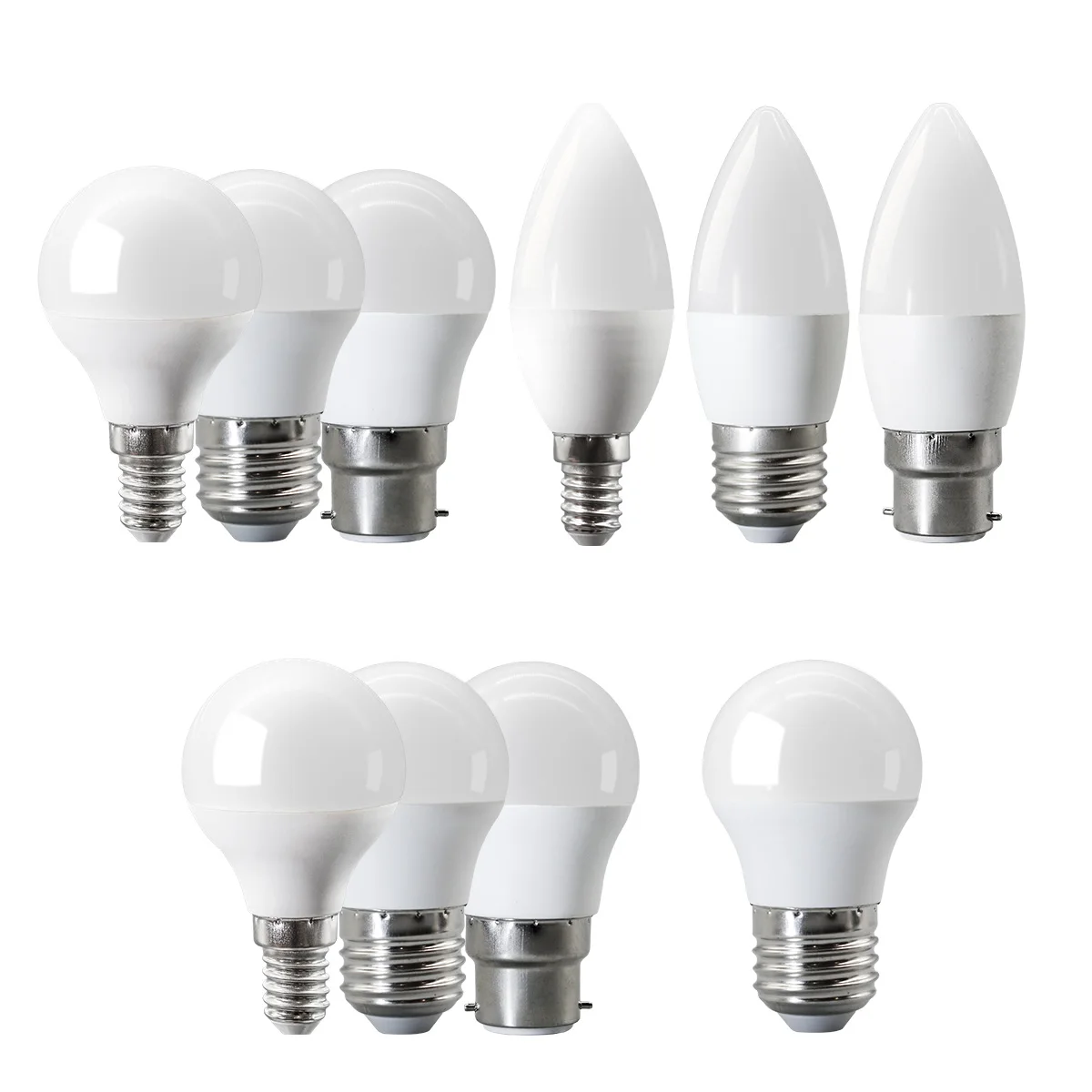 6PCS E14 E27 B22 LED Bulb Lamps AC220V AC100-240V Candle Llight Bulbs Energy Saving Lamp Ra80+ Warm Cool Lighting for Home Foyer