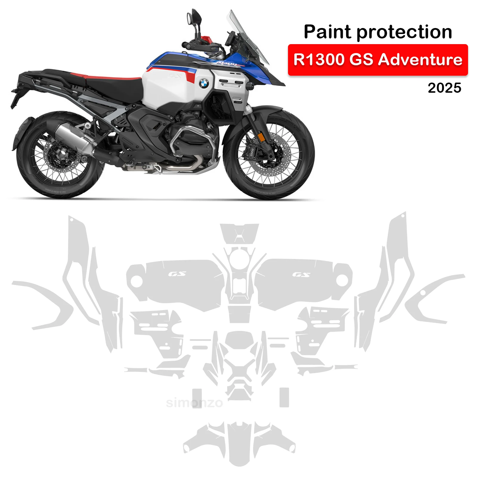 

Мотоцикл PPF R1300GS Adventure PPF 2025 года для BMW R1300 GS ADV, полная защитная пленка для краски, настоящий материал, комплект из ТПУ против царапин