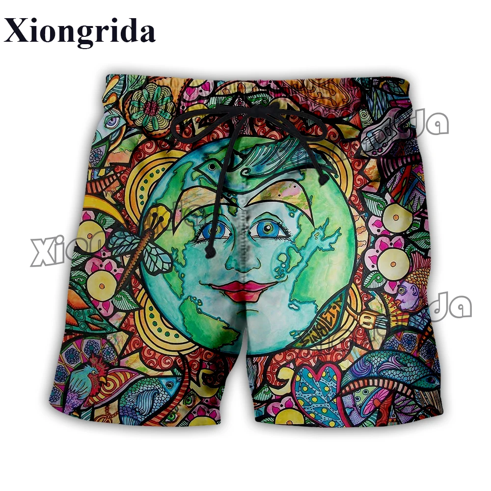 

Hippie Graffiti Shorts Men 3D Hip Hop Pants Summer Beach Shorts Casual Boardshorts Harajuk Colorful Psychedelic Short Pants