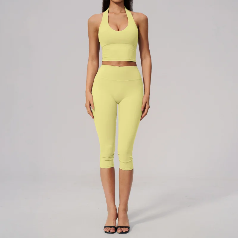 New Women's Yoga Suit Quick Drying Peach Tight Fitting Tummy Breathable Suitable For Fitness Running Outdoor Summer Sports Sets