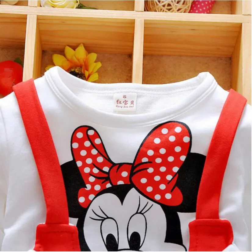 Spring Autumn Cotton Girls Dress Cartoon Mickey Minnie Mouse Print Beautiful Princess Party Long Sleeve Pajama Tops Kid Clothes