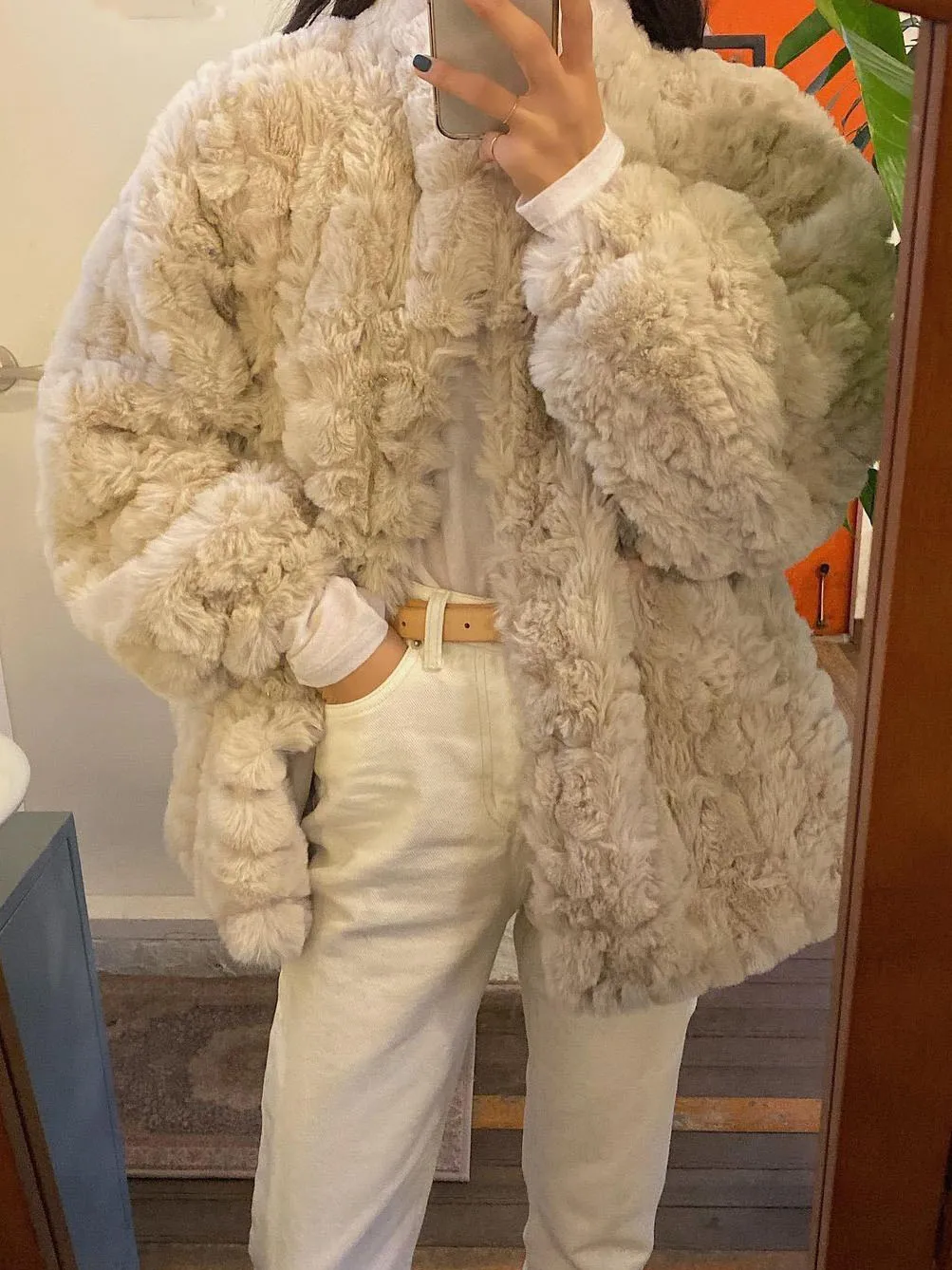 

2025 Women's Clothing Faux Rabbit Fur Coat Winter New 1205