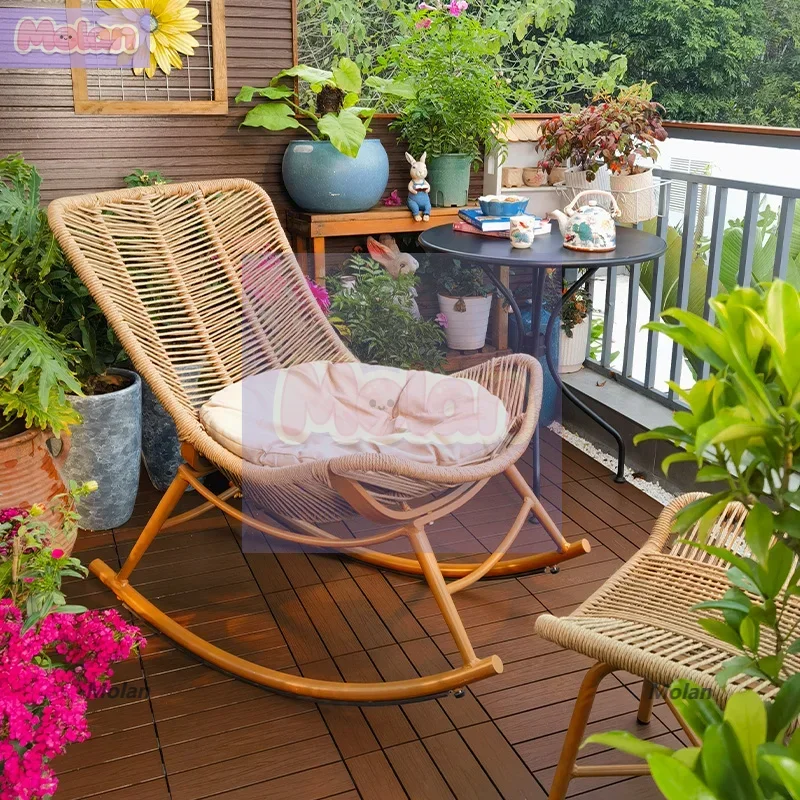 

Outdoor rocking chair rattanecliner balcony terrace yard garden home leisure lunch break rattan chair rocking
