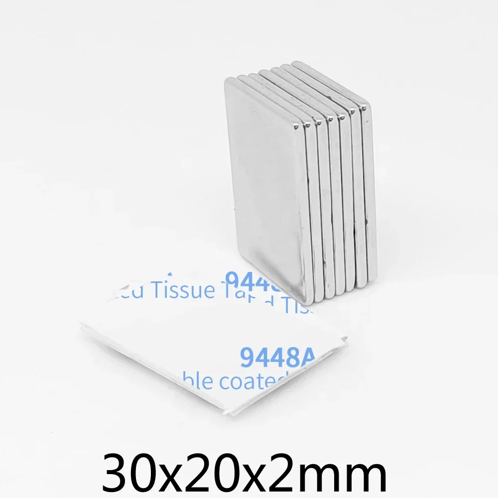 30X20X2mm Quadrate Rare Earth Neodymium Magnet With 3M Self - Adhesive 30*20*2 Strong Powerful Magnet 30x20x2