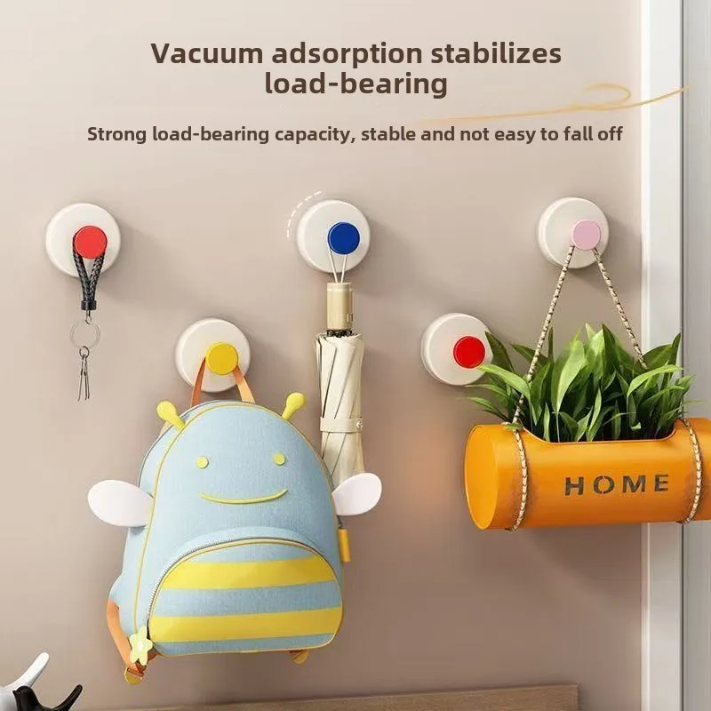 4pcs Colorful Suction Cup Hooks, No-Drill Removable Wall Hooks for Bathroom Kitchen, Strong Adhesive Hooks for Towels, Bags,Keys