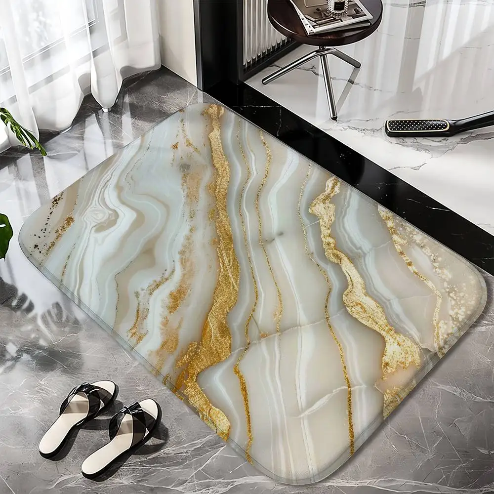 

White Marble Floor Mat Printed Large Carpets Room And Bedroom Carpets Bathroom Anti Slip Door MATS Small Carpets