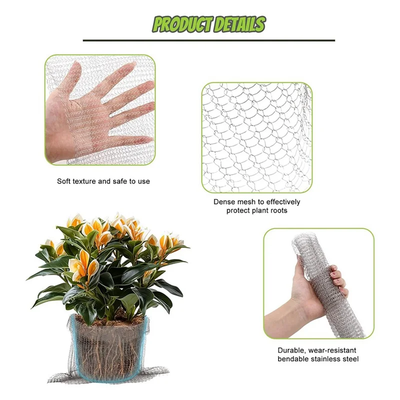 

AA49 16 упаковок, защитные корзины из нержавеющей стали емкостью 1 галлон для защиты корней растений от голоров, родинок, объема, повреждения корней