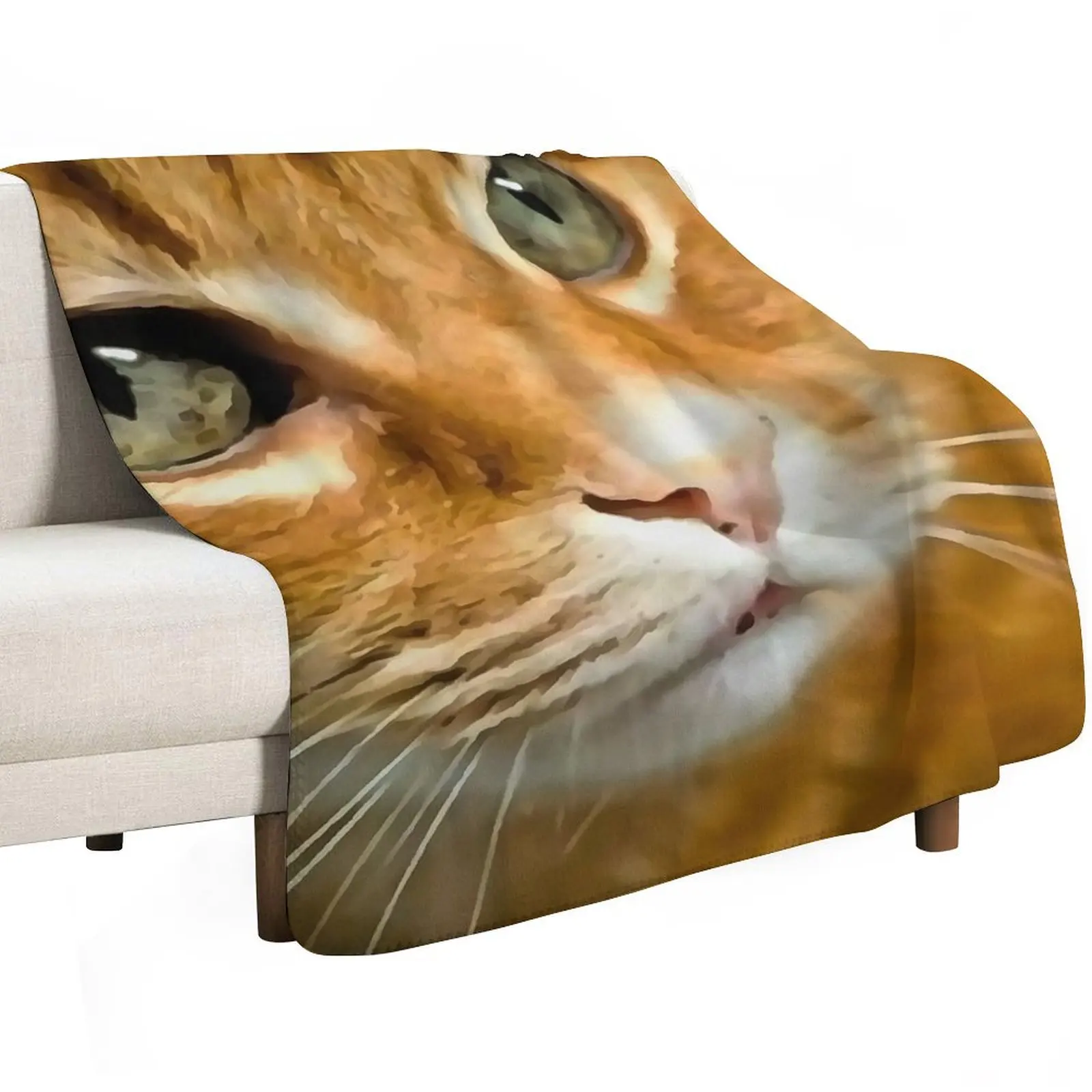 Adorable Ginger Tabby Cat Posing Artistic Pet Portrait Throw Blanket Spring Fall Cozy Throw Blanket for Couch