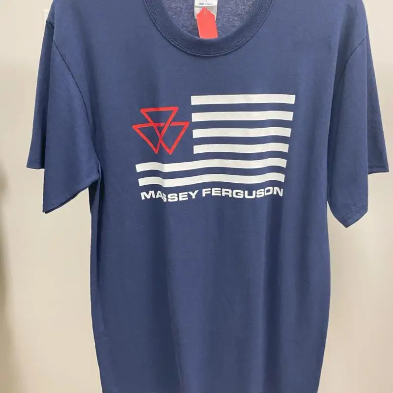 Massey Ferguson Logo American Flag Navy T-Shirt - 4XL