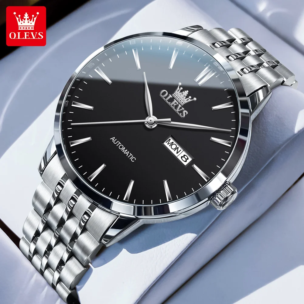 

Брендовые мужские часы OLEVS, оригинальные автоматические механические наручные часы из нержавеющей стали, Reloj Hombre, водонепроницаемые деловые часы для мужчин