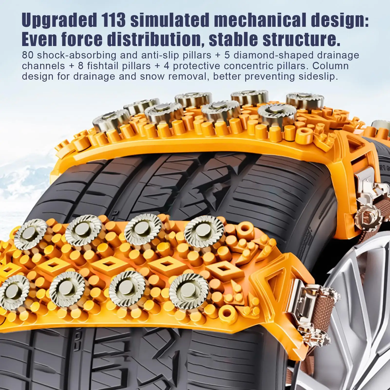 Tire Chains for Cars 8-pieces Heavy-Duty Traction Anti Skid Snow Chains Fit 6.5-9.65-inch Tires for SUV Truck RV Pickup Minivan