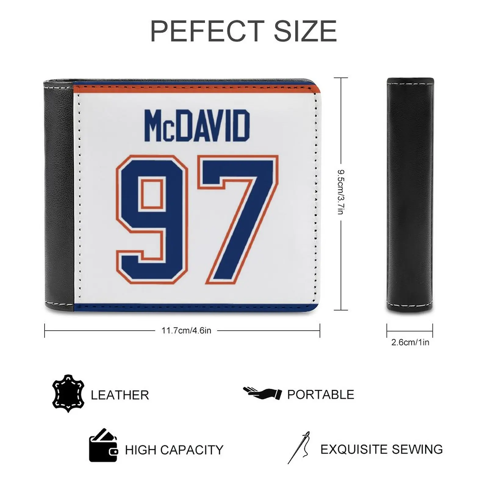 Connor Mcdavid Away Jersey Back Phone Case Business Men Wallets Small Money Purses New Design Dollar Price Top Wallet National