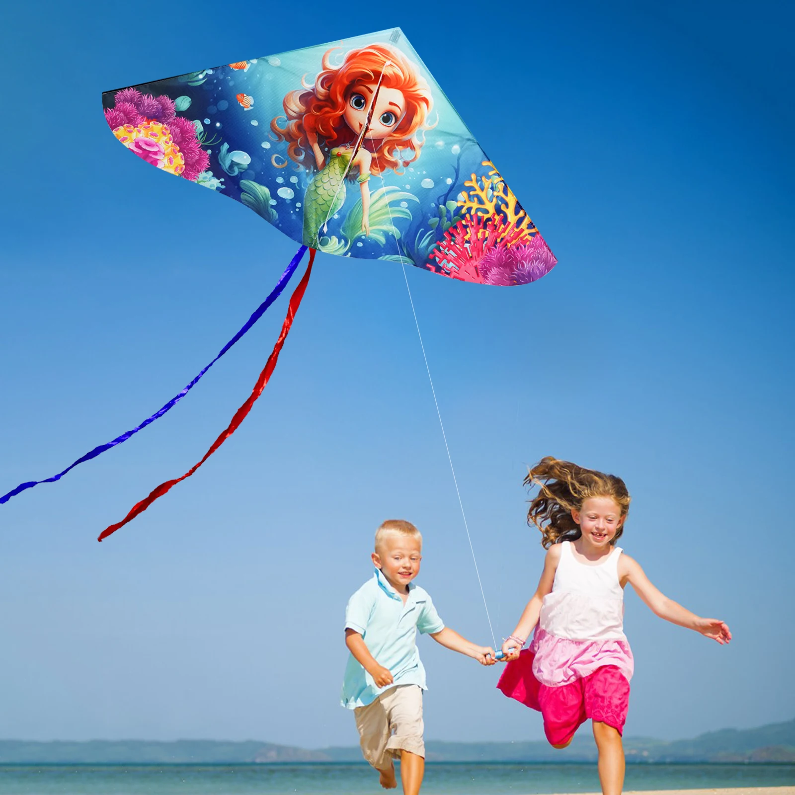 2024 NEW Outdoor Fun Sports  Mermaid Kite For Beginner Delta Kites For Kids And Adults  Come With String And Handle Easy To Fly