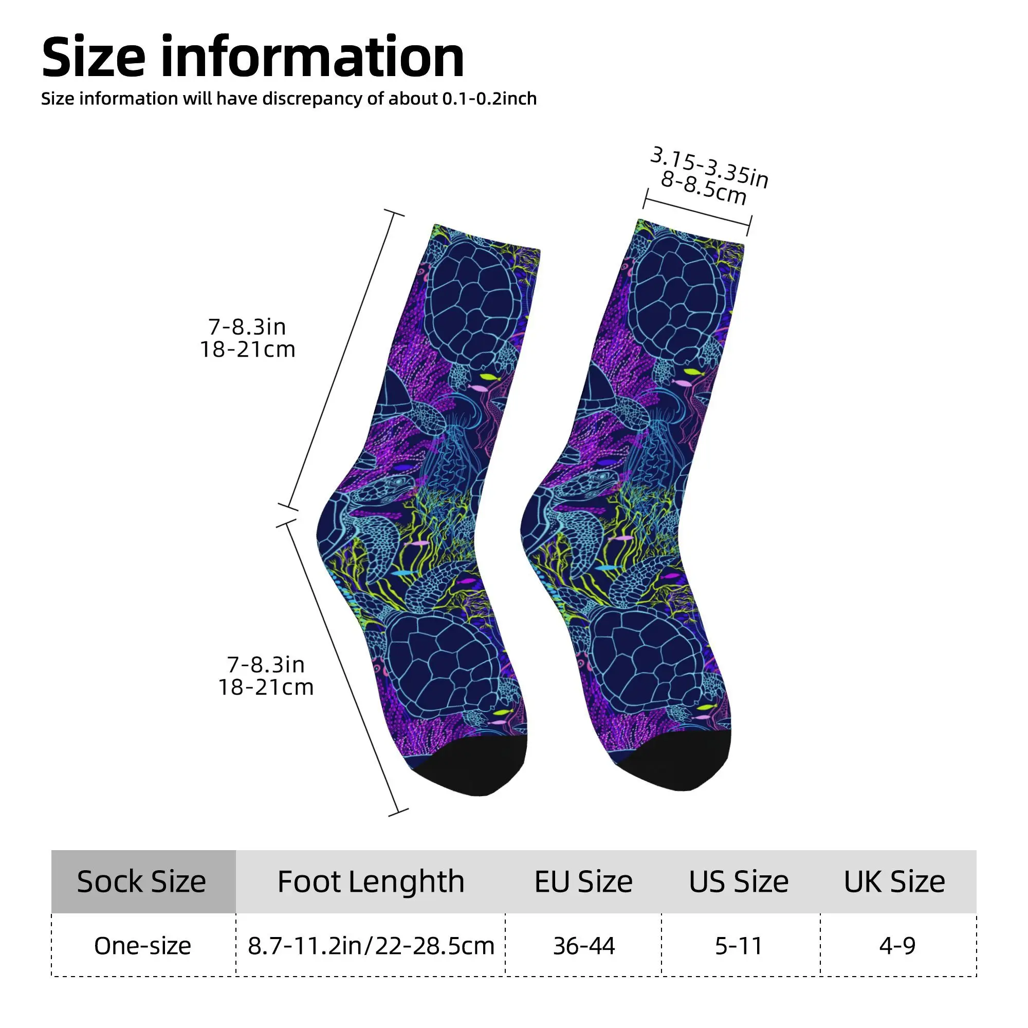 1pc Turtles Underwater Plants Fish and Jellyfish Printed Men's Socks  Novelty Hip Hop Harajuku Pattern Crew Sock Casual Gift