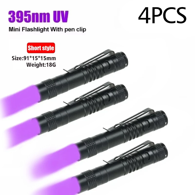 UV Zaklamp 395nm Ultraviolette Zaklamp Met Pen Clip Draagbare AAA Batterijen Gebruikt Violet Licht Huisdier Urine Schorpioen Detector UV Lamp